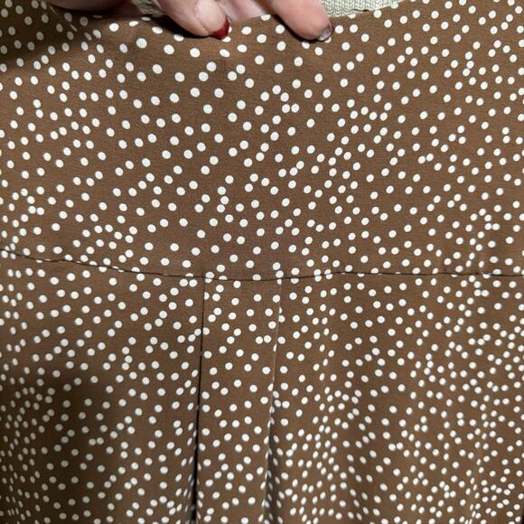 J. Jill Wearever Short Sleeve Shift Dress Size XL Petite Brown Polk Dot Pockets - Picture 5 of 9